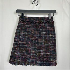 H&M Divided Miniskirt Multicolor Tweed Fringe